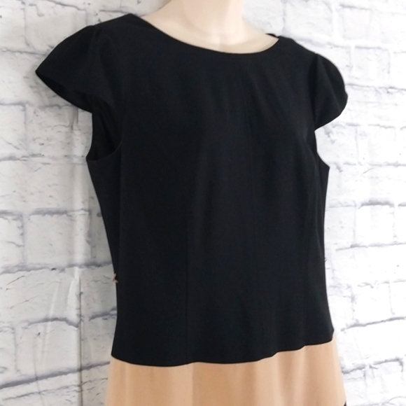 Jones Studio Dress Black Tan Colorblock Sz 12 - Picture 3 of 5